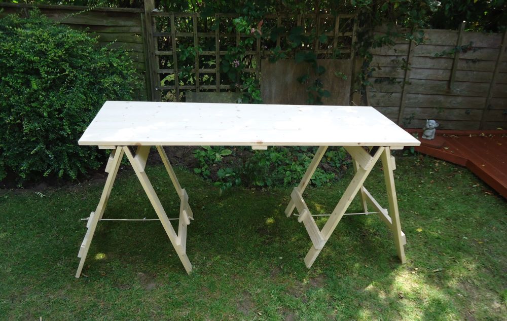 flatpack tressle table wooden 6 ft re-enactment 