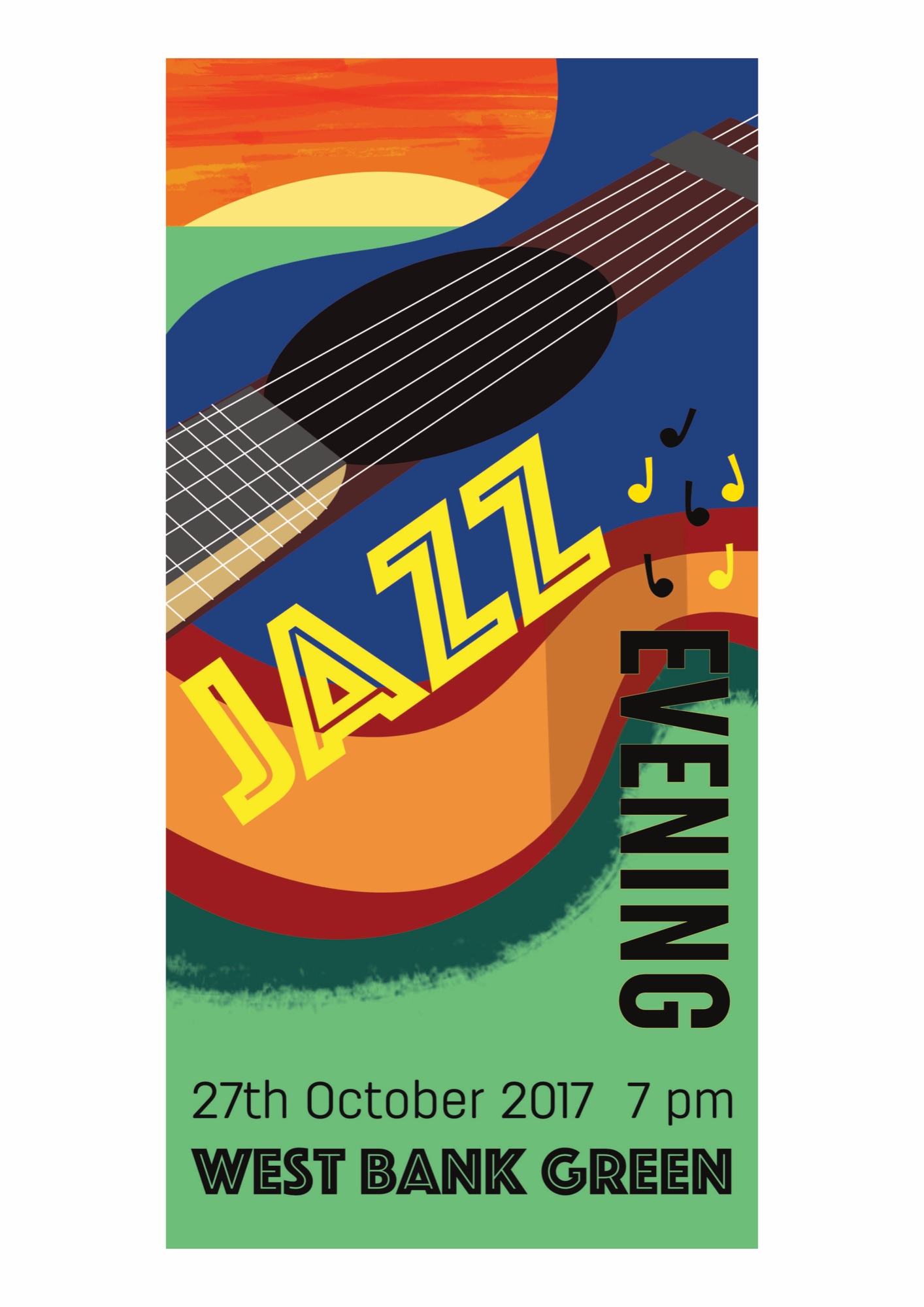Jazz Evening Digital Illustration Poster by Stacey-Ann Cole