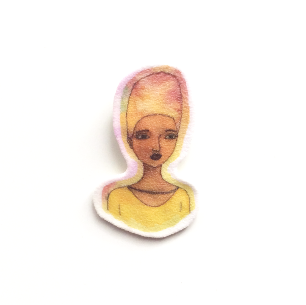 Small Handmade Shrink Plastic Brooch 'Grace'