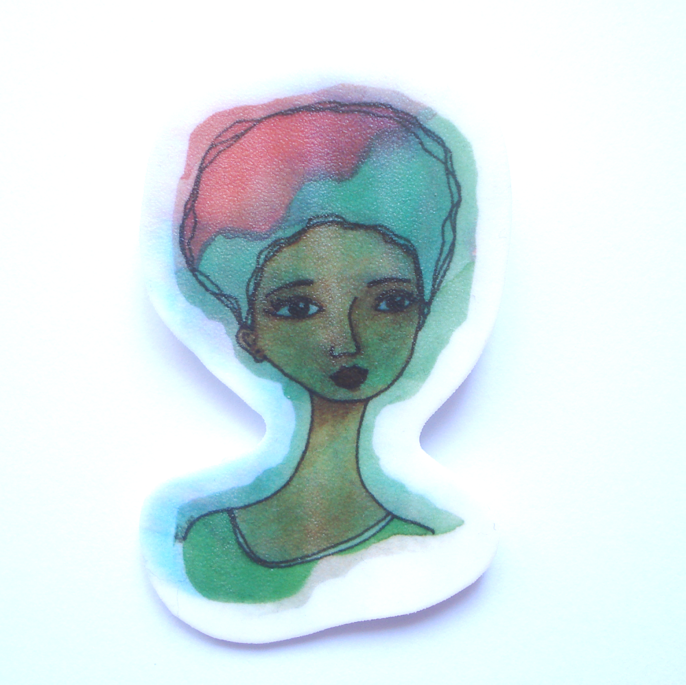 Small Handmade Shrink Plastic Brooch 'Faith'