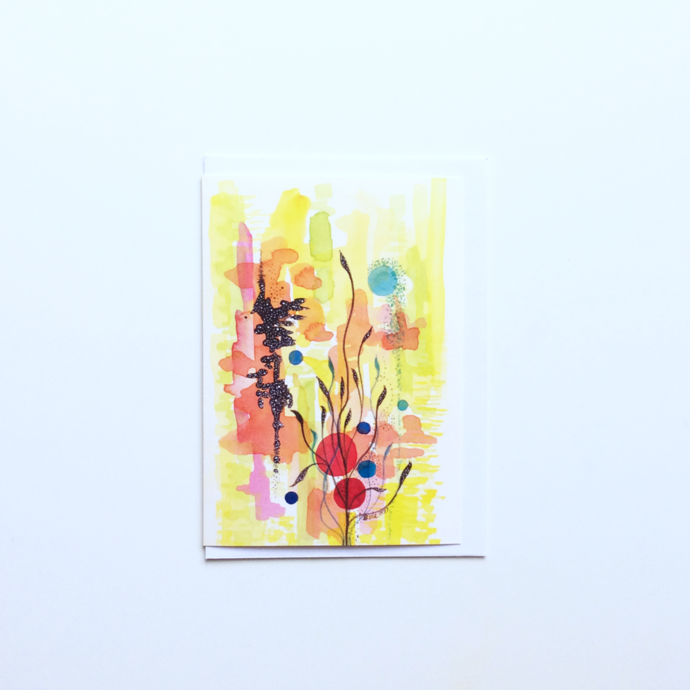 Watercolour Abstract 'Japanese Garden' Greeting Card
