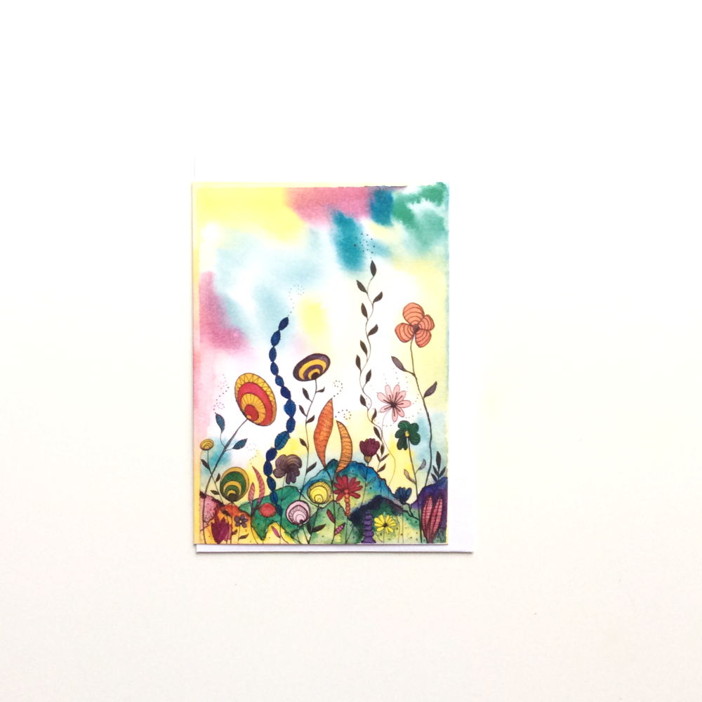 Watercolour Semi-Abstract Greeting Card 'Sub-Aquatic 2'