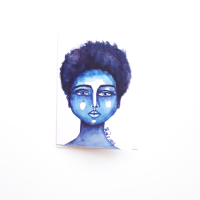  'Little Blue' Black Greeting Card | Afro | Afrocentric Greeting Card