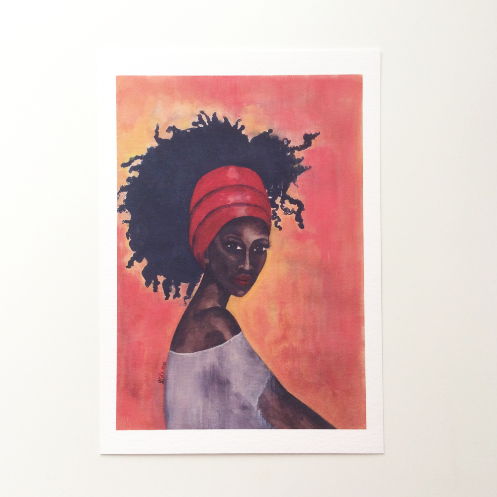 'Worthy' Black Woman Art Print | Afrocentric Wall Art UK | Approx. 11.7" x 8.3" | Unframed