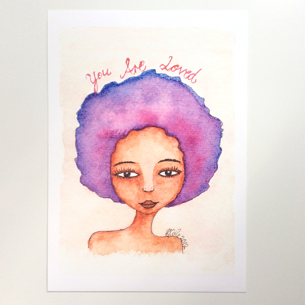 African American Artwork Print 'You Are Loved', A4 Size, Unframed