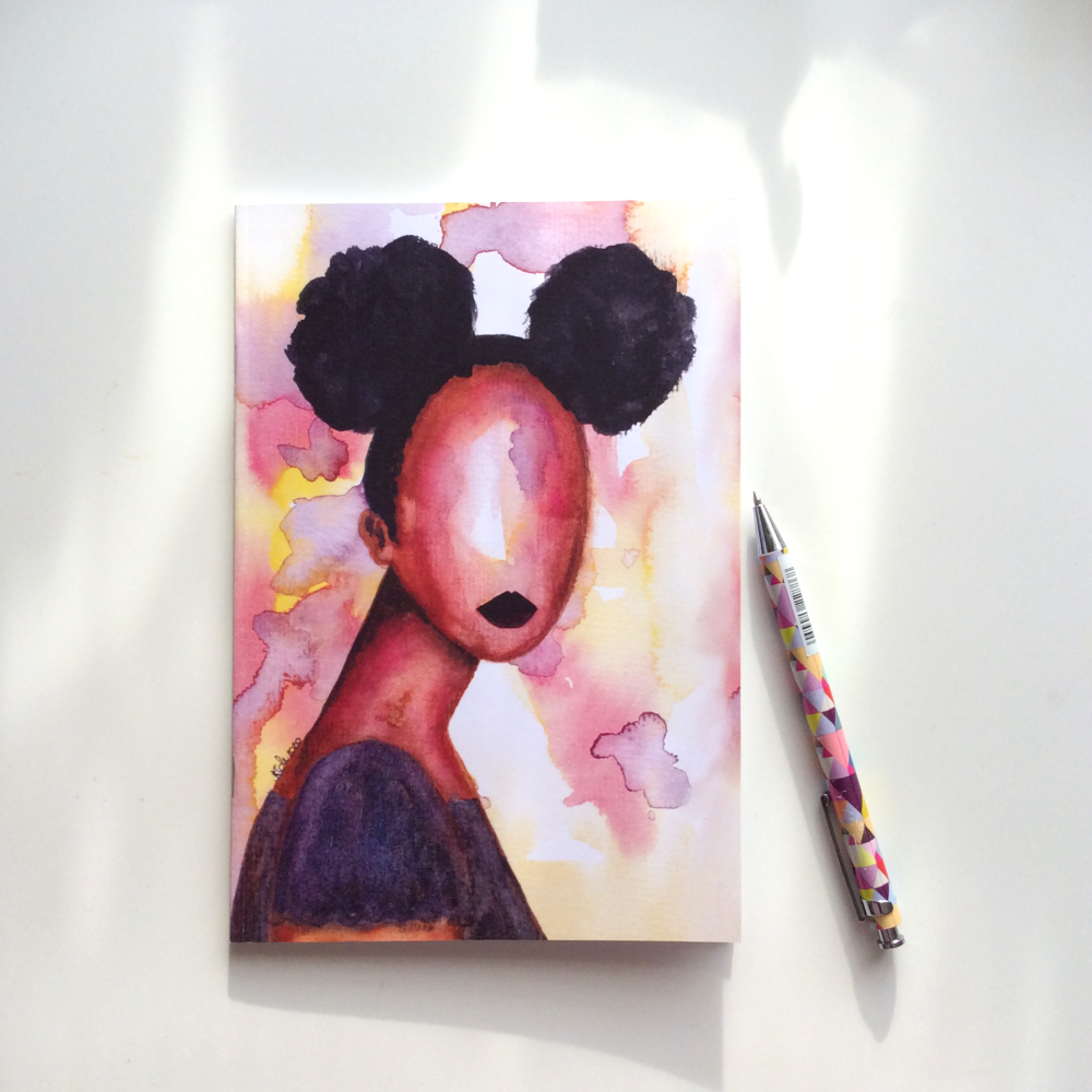 'Self Love' A5 Lined Notebook | Black Art Illustrated Notebook | Black Gifts