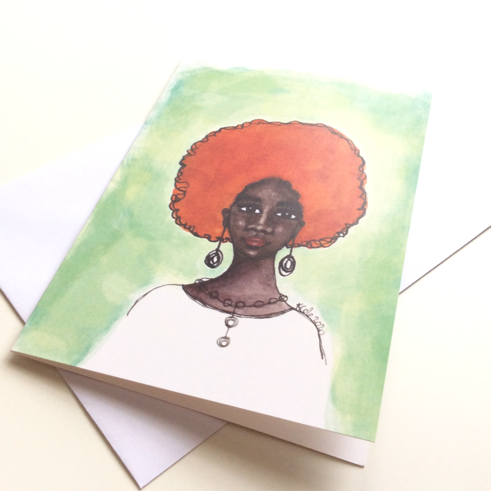  'Desta' | UK Black Greeting Card | Beautiful Dark Skin Black Woman