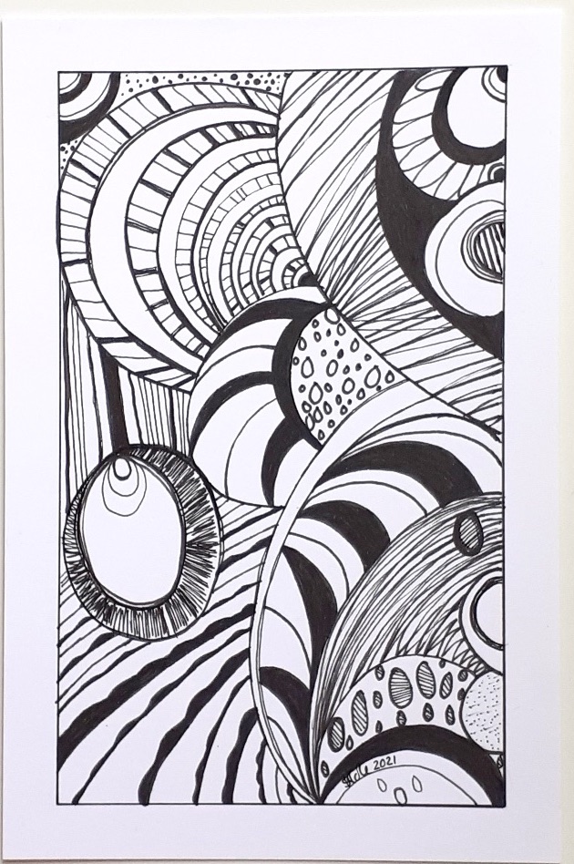 Original Ink Abstract Drawing - 'Pattern Trance' - Approx. 6
