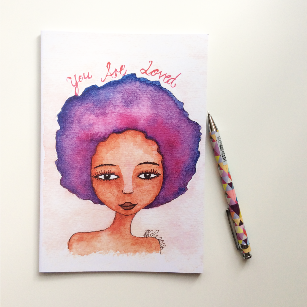 NOTEBOOK - 'You Are Loved' | Black Women Notebook | Watercolour
