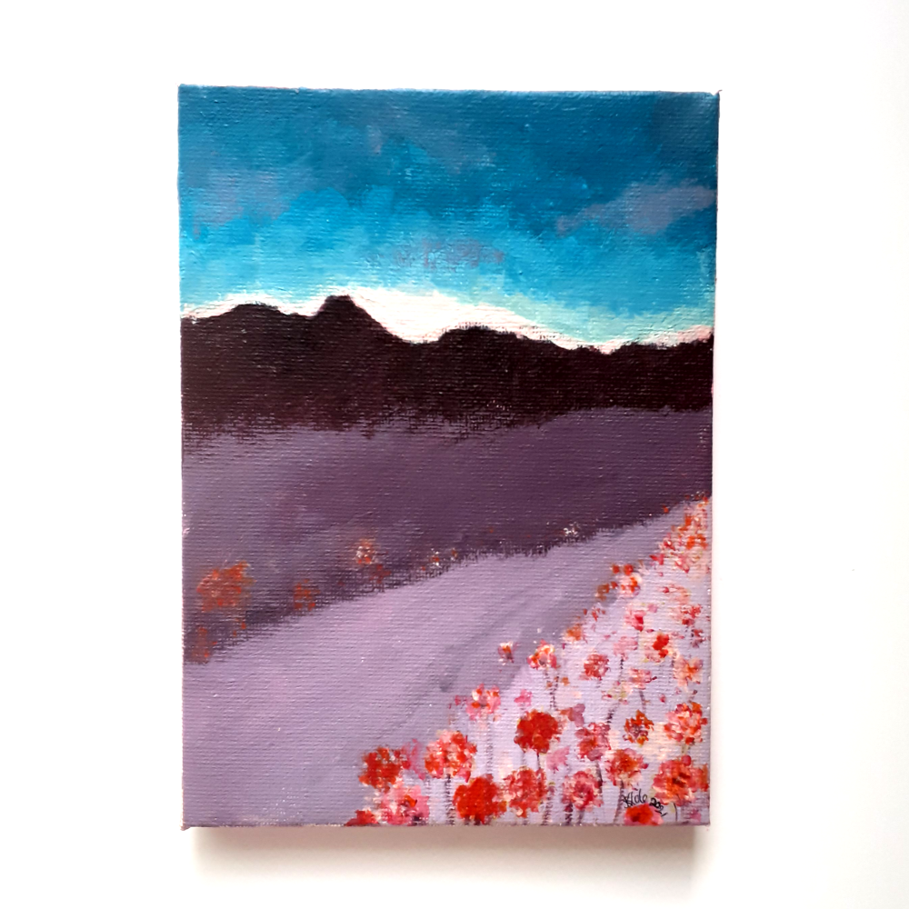 'Meadow at Dusk' Original Acrylic Painting on Canvas | Imaginative Landscape Scene Art