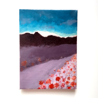 'Meadow at Dusk' Original Acrylic Painting on Canvas | Imaginative Landscape Scene Art
