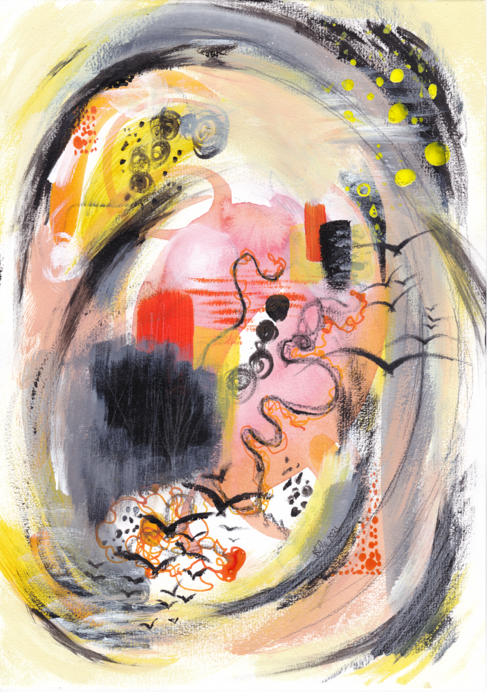 Original Mixed Media Abstract Painting by Contemporary Artist Stacey-Ann Cole - 'Migration'