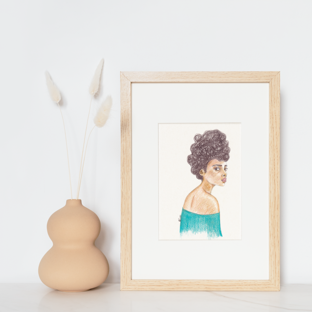 'Jenny'  Original Afrocentric Art | 5" x 7" Figurative Art | Original Coloured Pencil Drawing (Unframed)