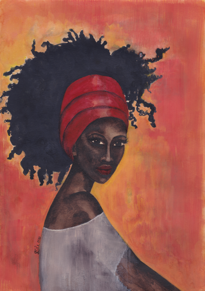 'Worthy' Original Watercolour & Gouache Painting | Black Art Painting | Afrocentric | Approx. 8.3" x 11.7" | Unframed