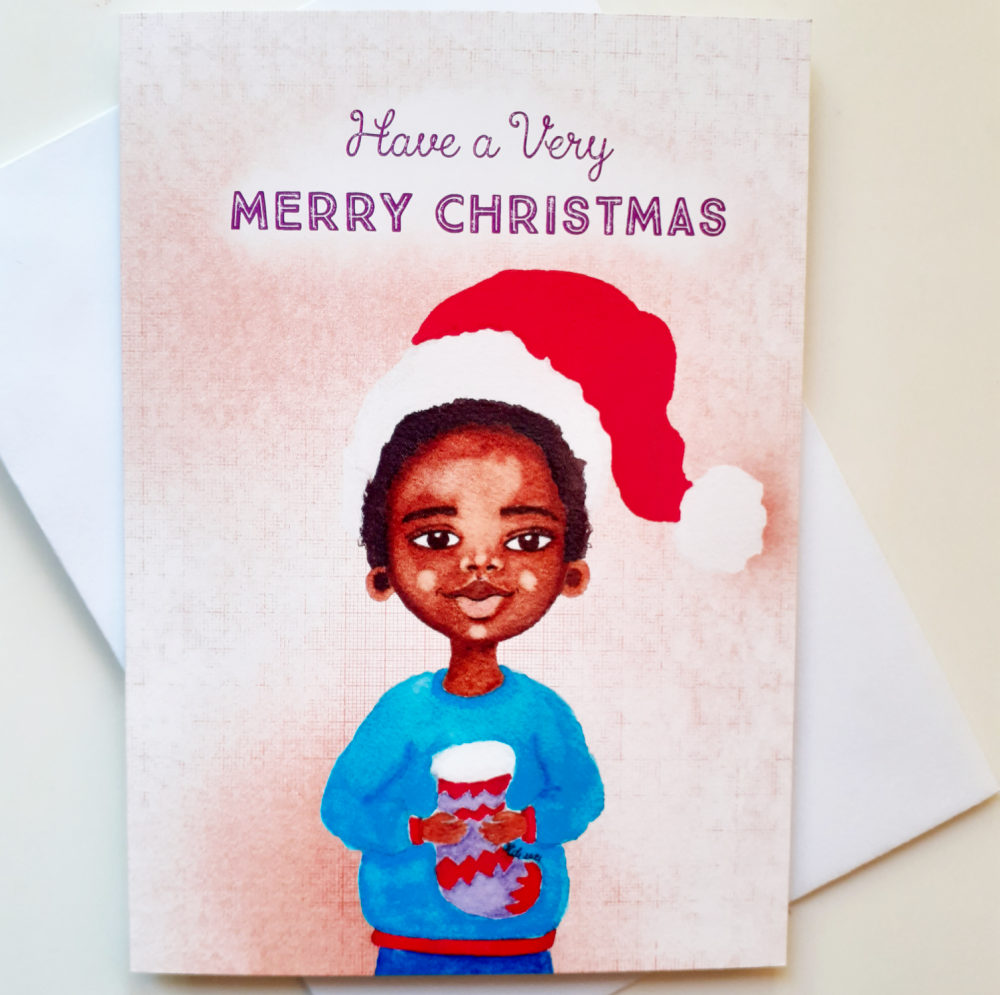 Black Christmas Greeting Card - Little Boy Christmas