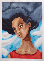 'She Weathered The Storm' Original Black Art Painting approx. 12