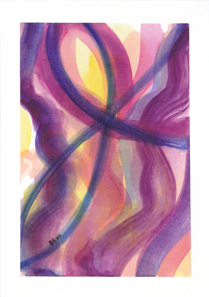 'Purple Amethyst' Original Abstract Watercolour Painting | Approx. 7" x 5" (Unframed)