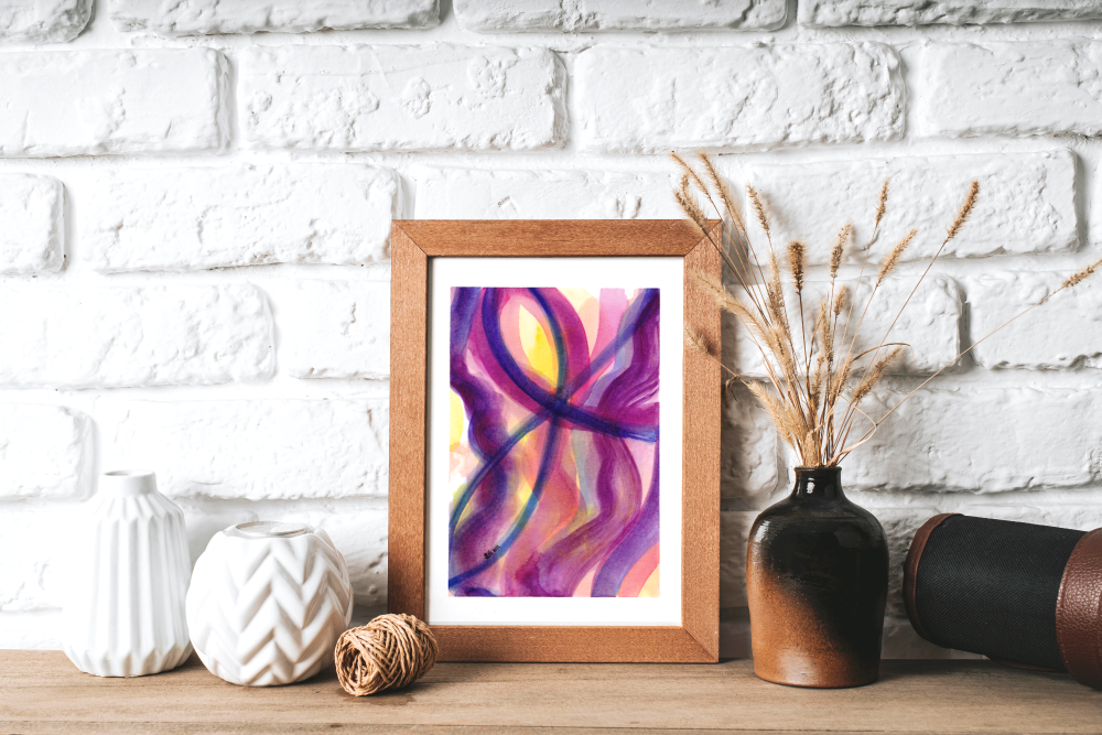 Original Abstract Watercolour Art Painting - 'Purple Sapphire' Approx. 7