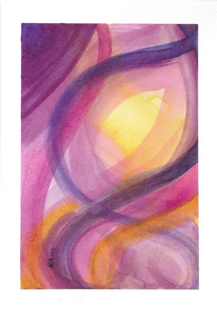 'Pink Agate' Original Abstract Watercolour Painting | Approx. 7" x 5" (Unframed)