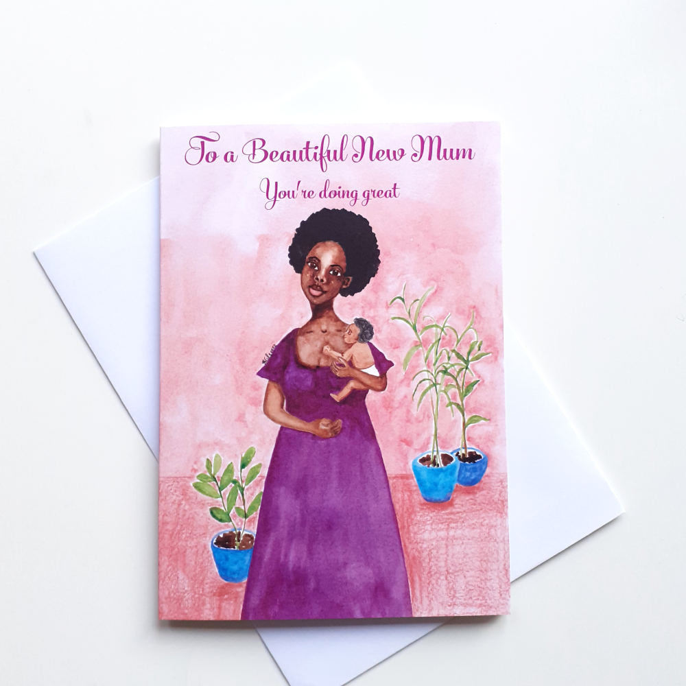 'You're Doing Great' | Mother's Day Card for New Mums | Black Greeting Card for New Mothers