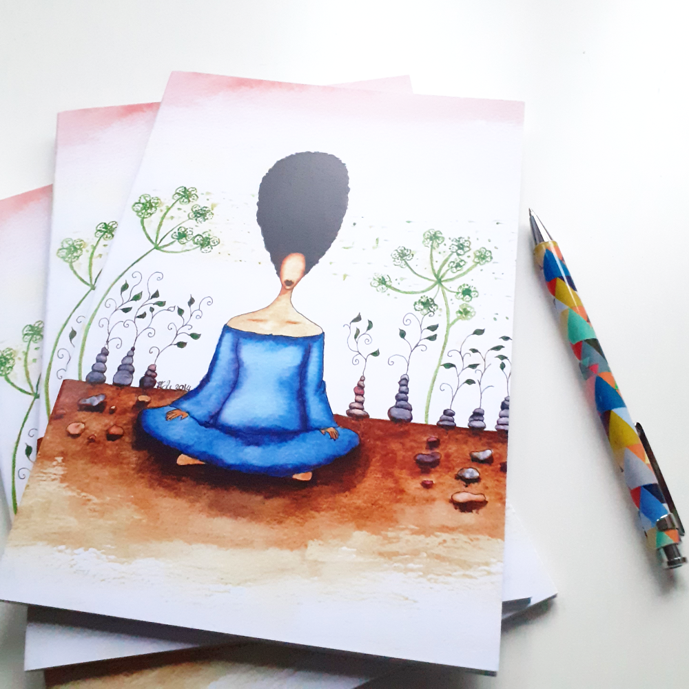 'Needing Stillness' A5 Lined Notebook | Black Woman Afrocentric Illustrated