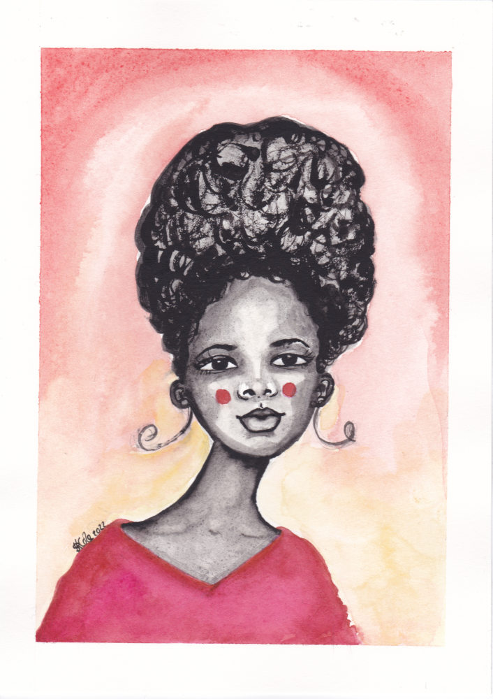  'Peachy Cheeks' Original Watercolour Afrocentric Artwork | 5" x 7" (Unframed)