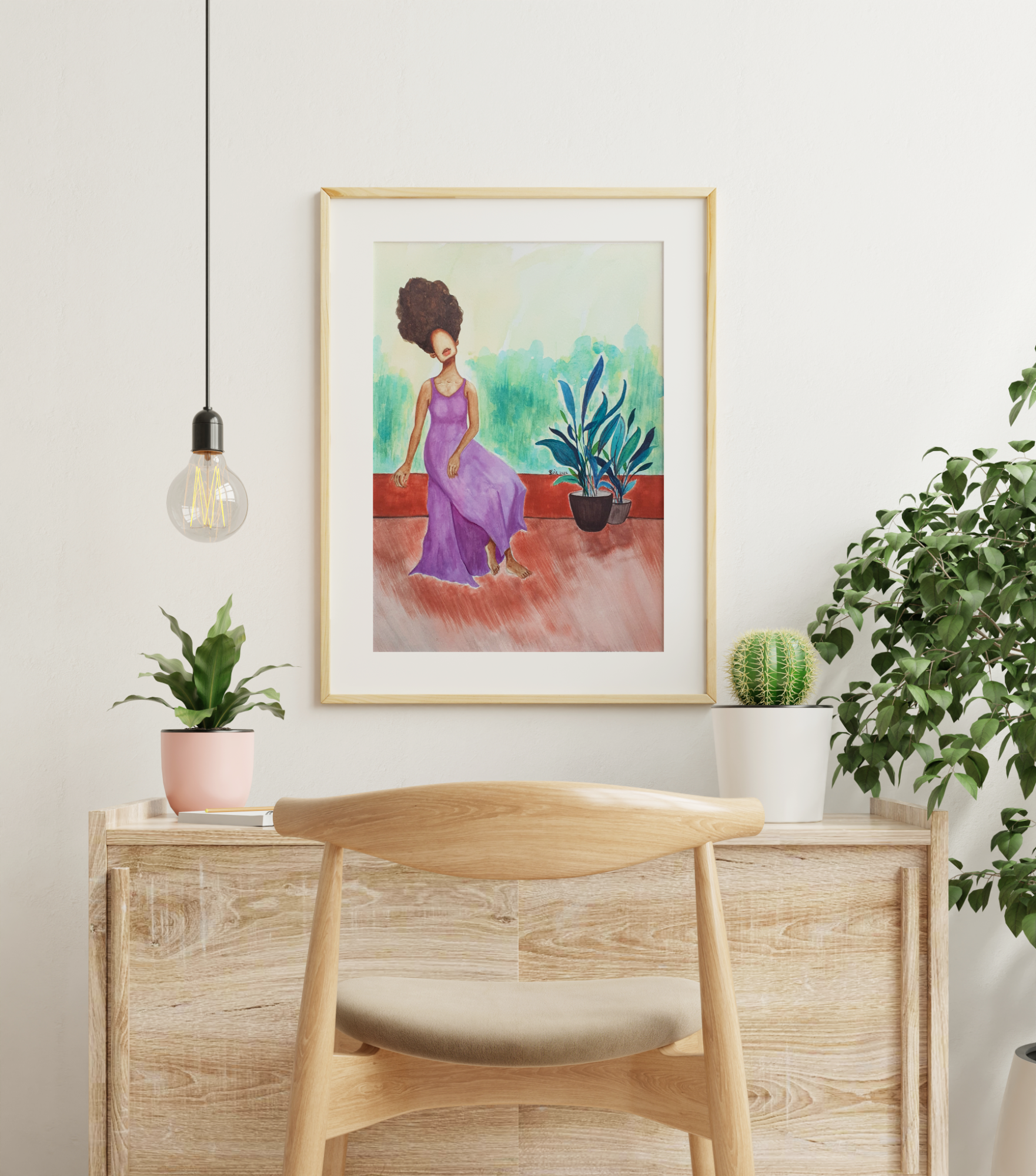 'Joyful Morning' Original Watercolour Figurative Painting by Stacey-Ann Cole