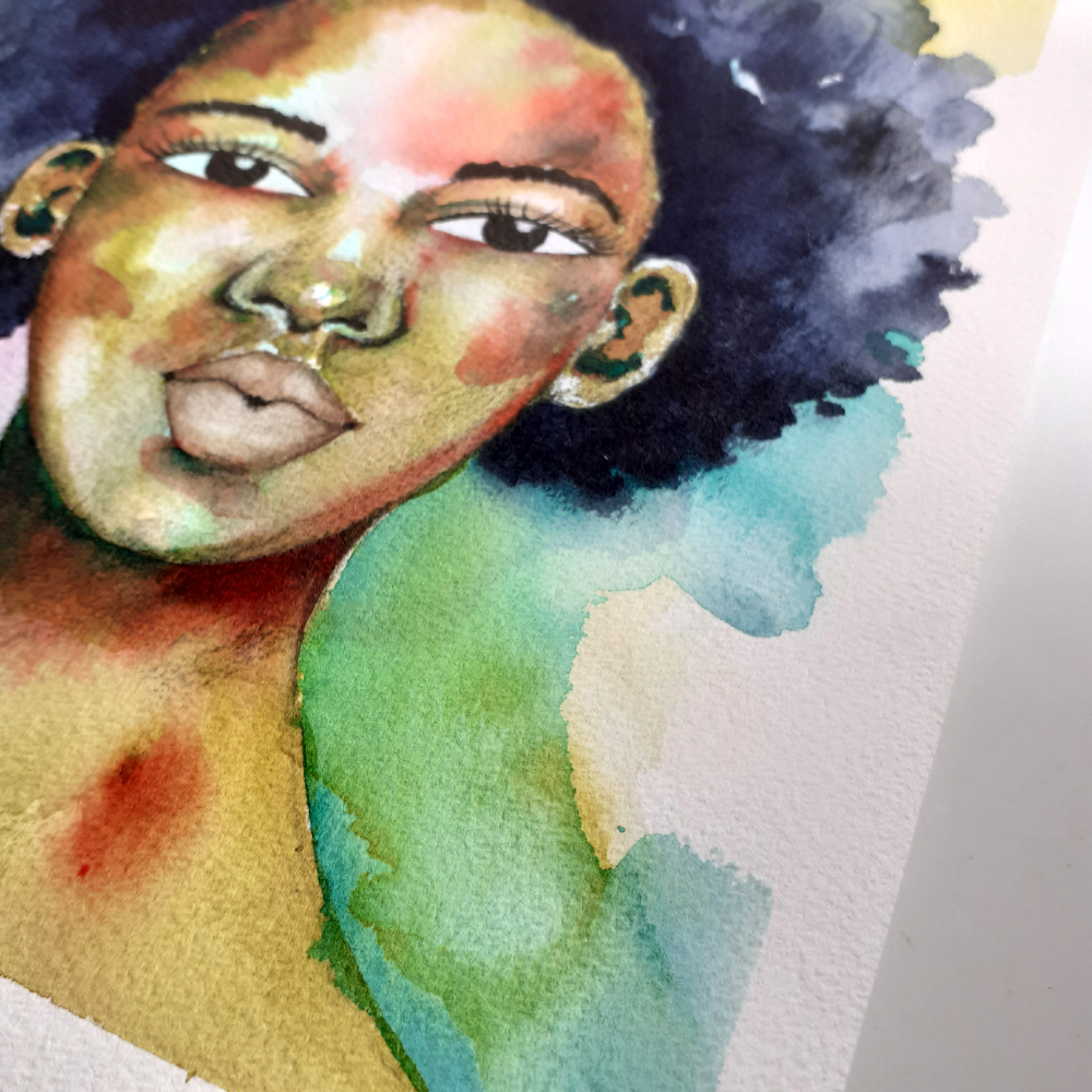 'Faded Memories' Original Black Art Paintings approx. 10.4" x 8.4"  | Afrocentric Portrait Art | Buy Affordable Art Online (Unframed)