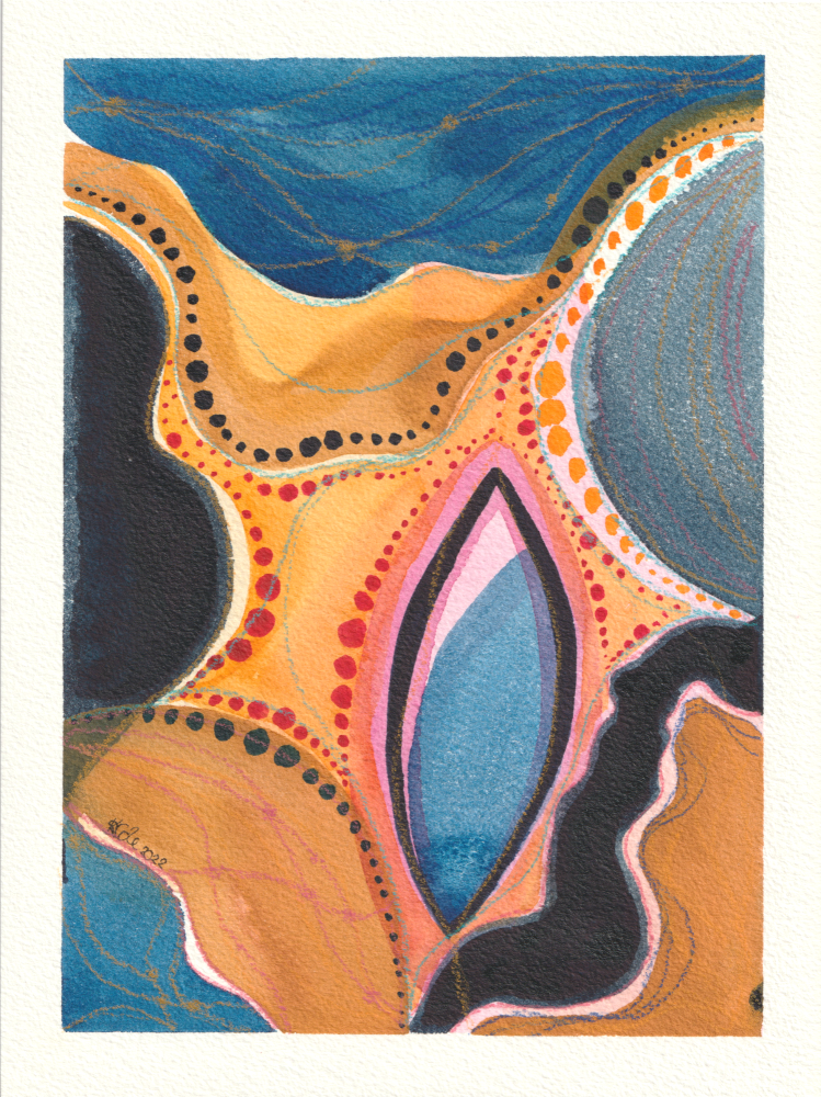 'Routes' from the Carnival Collection - Original Abstract Watercolour Painting 6" x 8" by Artist Stacey-Ann Cole