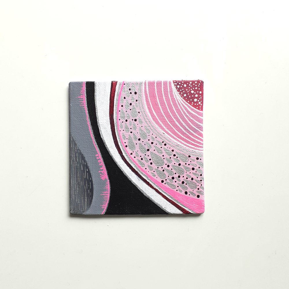 'Melon' Original Acrylic Painting on Canvas Panel | Part of the 'Abstract Fruits' Series | approx. 4" x 4"