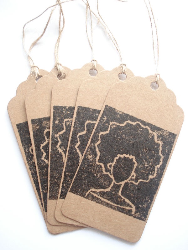 Set of 5 Afro Lino Print Gift Tags