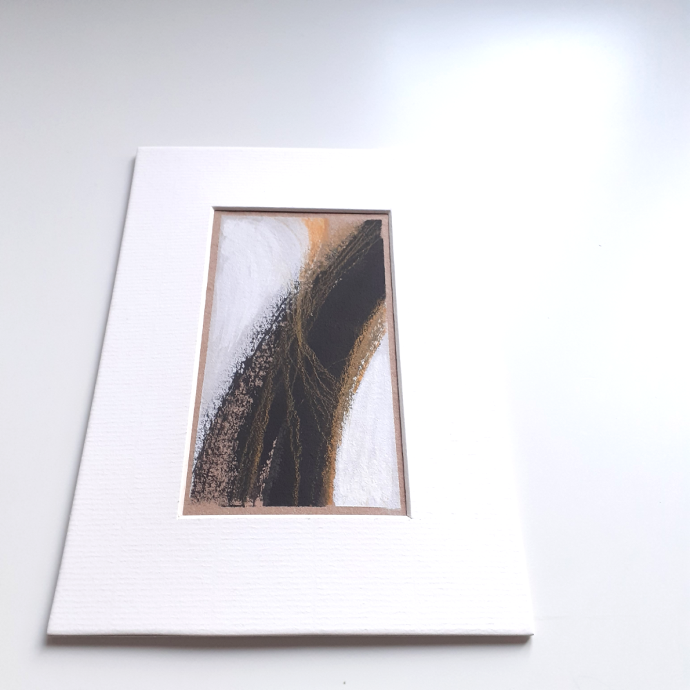 'Contrast Harmony' Original Abstract Gouache Painting 5" x 3" with a 5" x 7" Mount