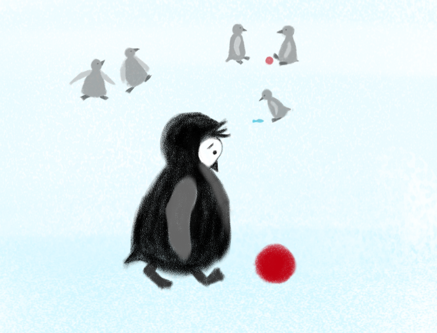 'Lonely Penguin' Digital Illustration by Stacey-Ann Cole
