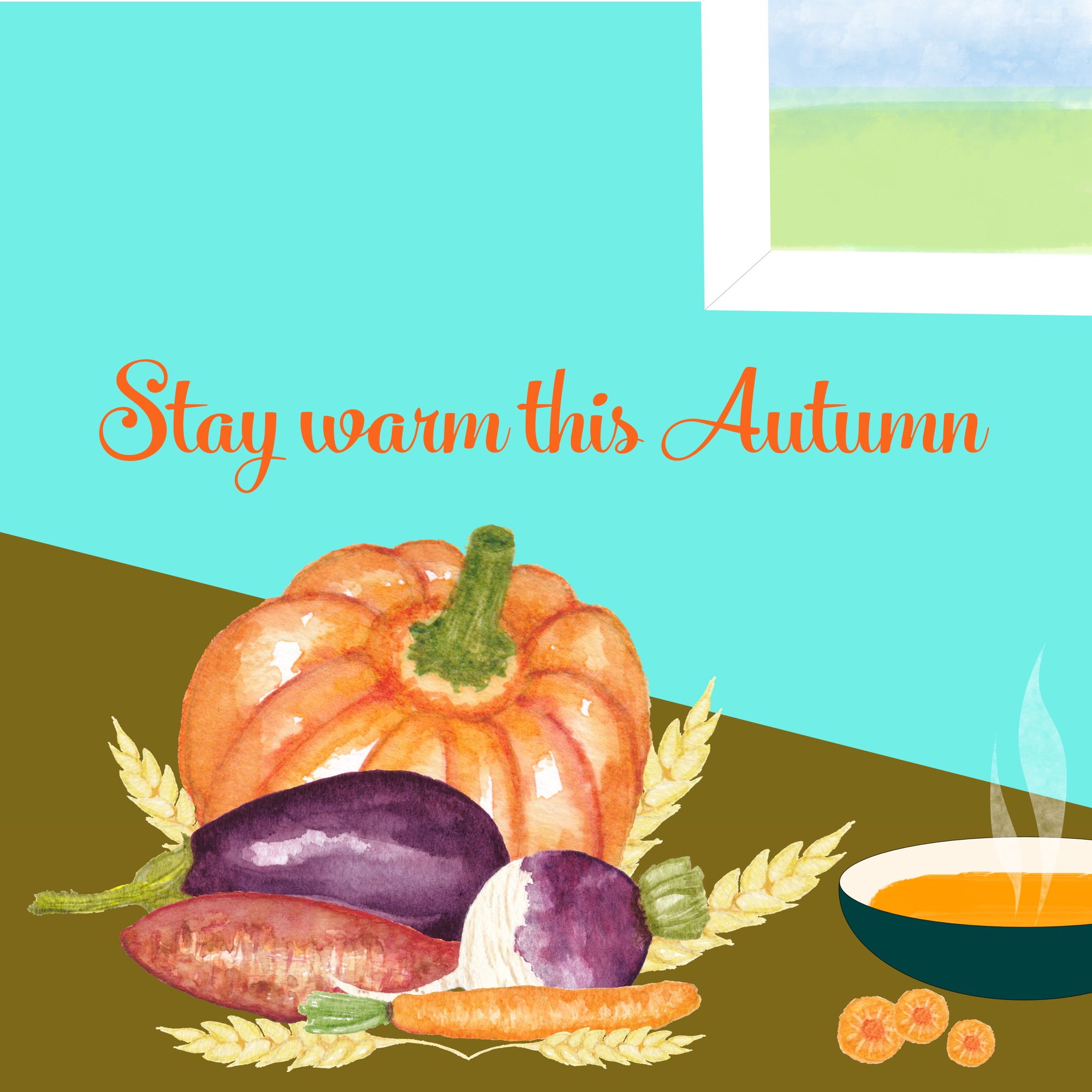 Autum Vegetables & Soup Digital Illustration by Stacey-Ann Cole