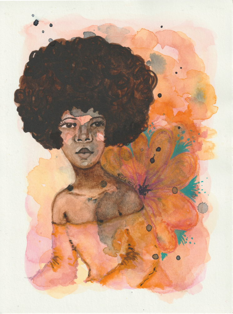 'Gentle Unfolding' Original Watercolour Figurative Painting by Stacey-Ann Cole