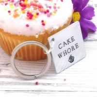 Funny Cake Keyring | Cake Whore Keychain | Gift For Cake Lover | Rude Foodie Gift | Gift For Baker | Cupcake | Sweary Secret Santa | Baking 