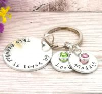 Personalised Grandad Keyring With Birthstone Crystals - This ... Belongs To or Is Loved By