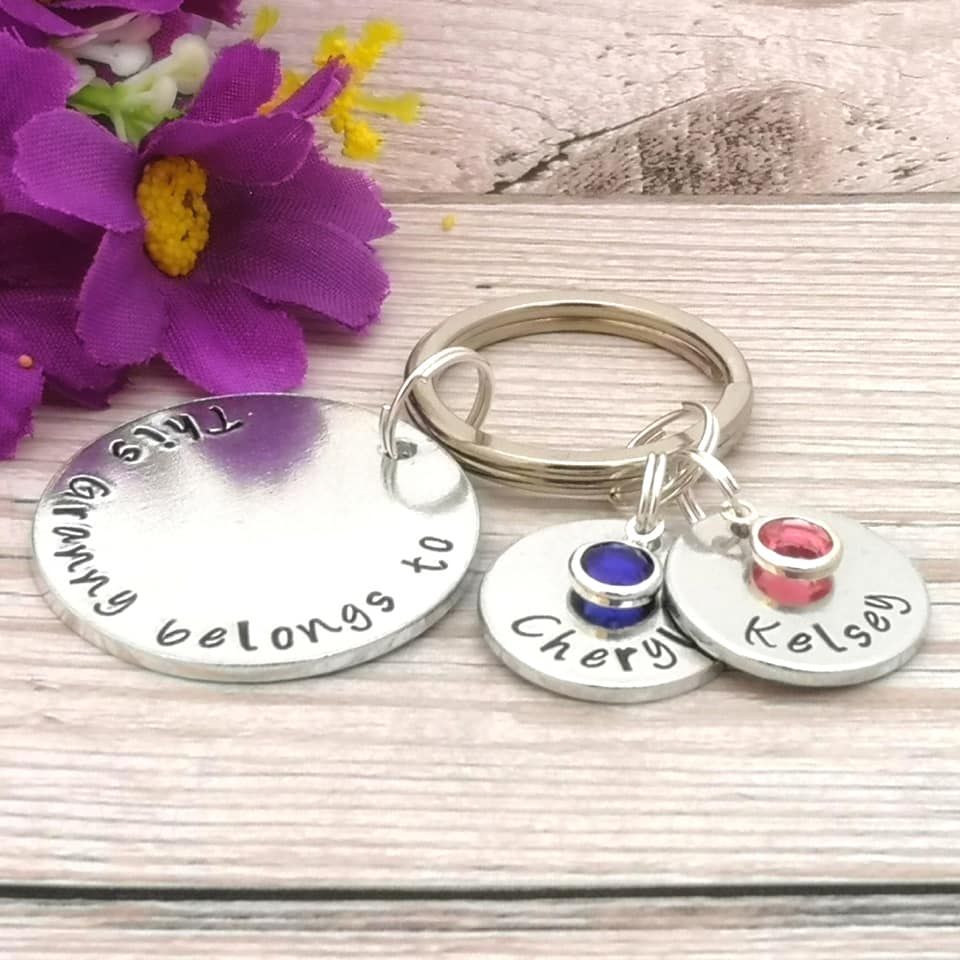Personalised Granny Keyring With Birthstone Crystals- This ... Is Loved By or Belongs To