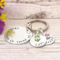 Personalised Aunt Keyring With Birthstone Crystals - This ... Is Loved By or Belongs To