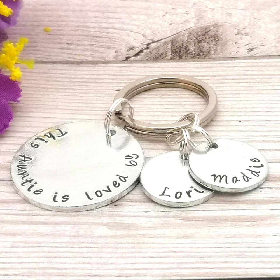 Personalised Auntie Keyring - This ... Is Loved By or Belongs To