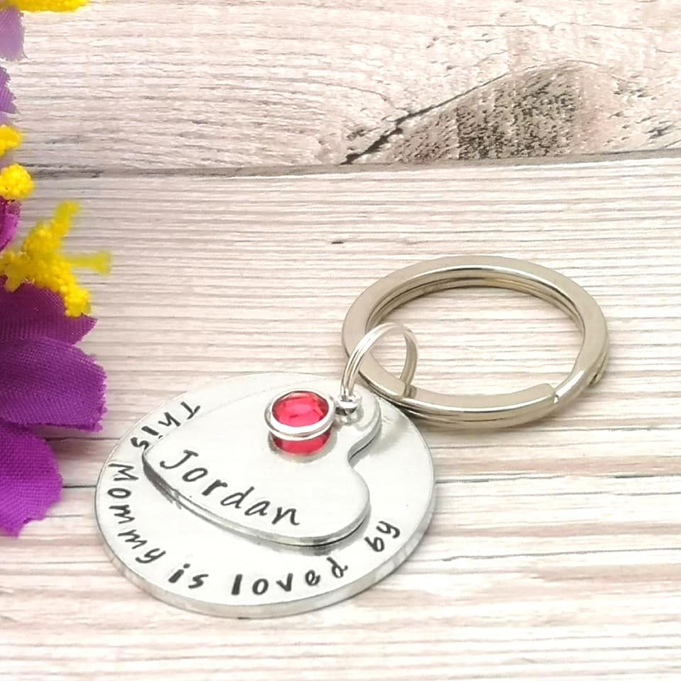 Personalised Mummy Keyring With Birthstone Crystal - This ... Is Loved By or Belongs To