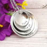 Four Domed & Stacked Disc Personalised Necklace