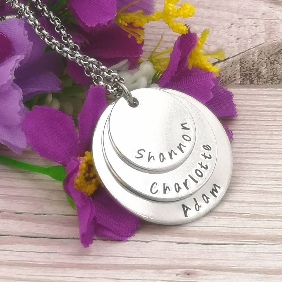 Personalised Stacked Name Necklace | Necklace For Mum Of Three | Grandma Ne