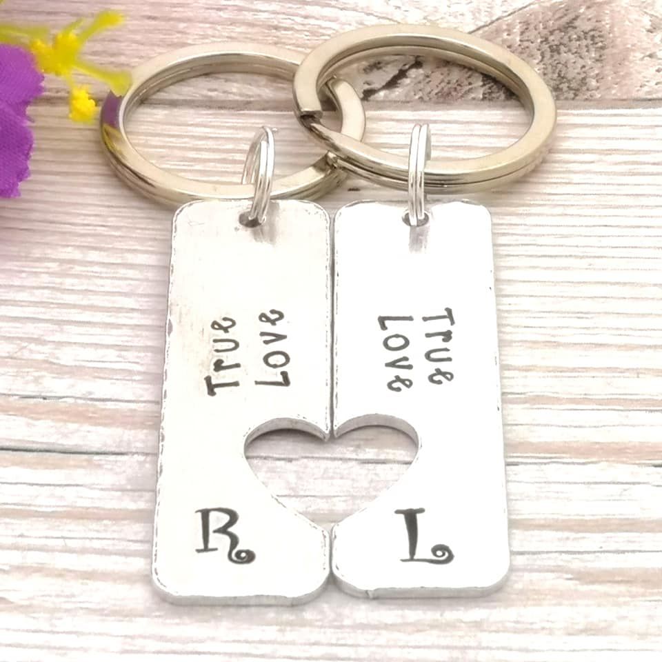 True Love keyring pair personalised with initial on each