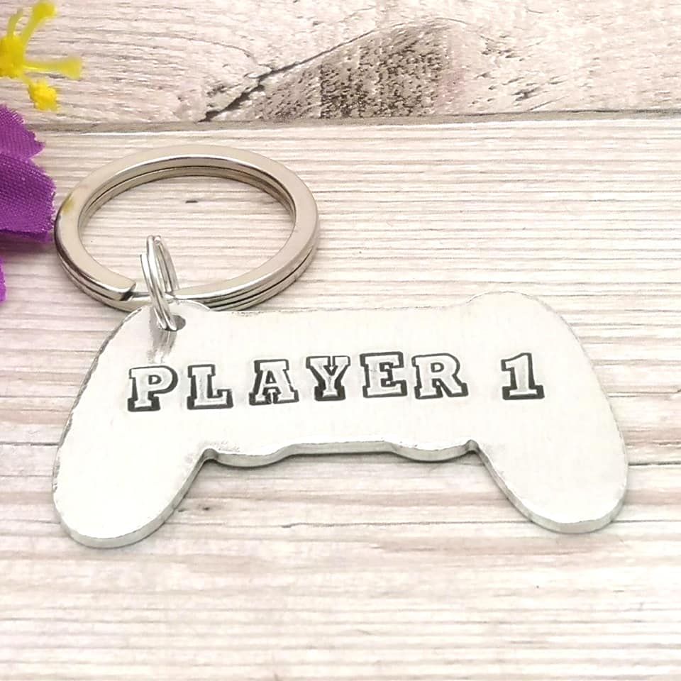 Player 1 Keyring | Gamer Gift | Gift For Husband | Custom Number | Dad Gift