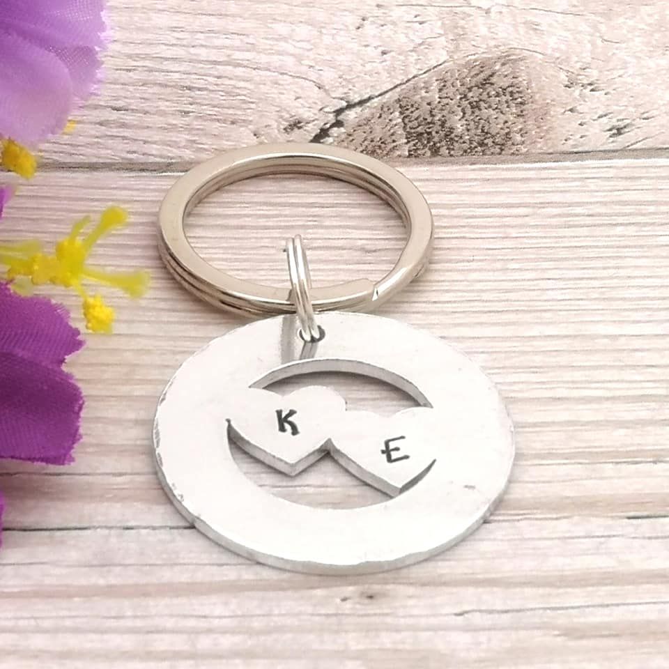 Personalised Heart Keyring | Valentines Day Gift | Couples Keychain | Two I