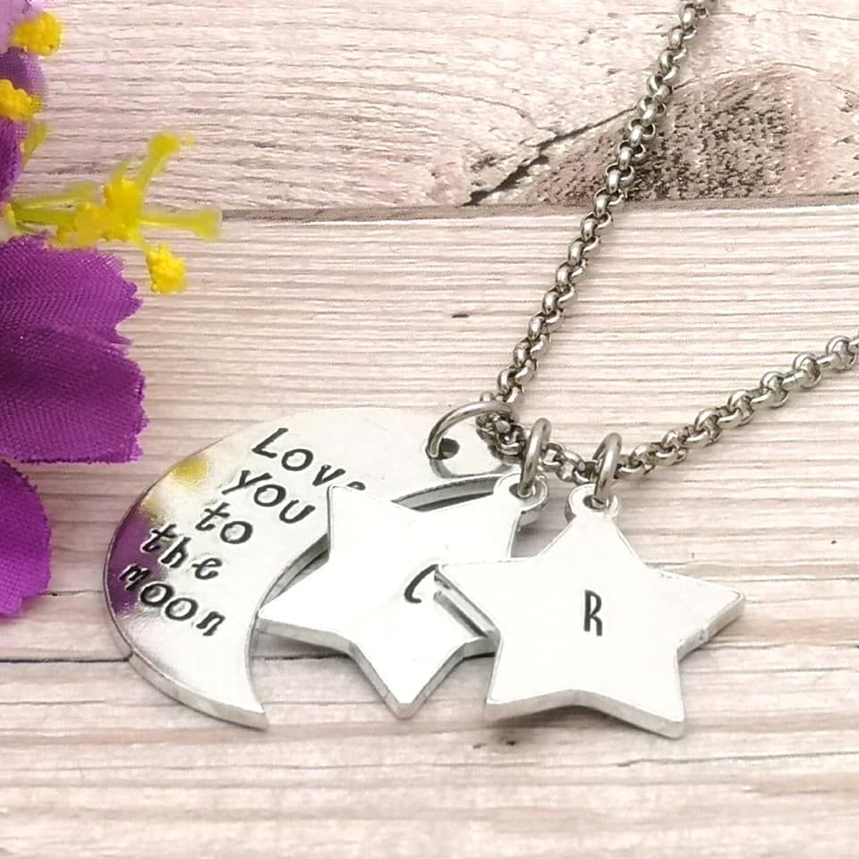 Love You To The Moon Personalised Star Necklace | Mother's Day Jewellery | Crescent Moon | Gifts For Her | Grandma Necklace | Mummy | Family 