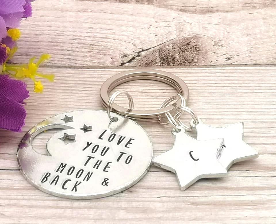 Personalised Love You To The Moon & Back Keyring | Customised Gift For Mum 