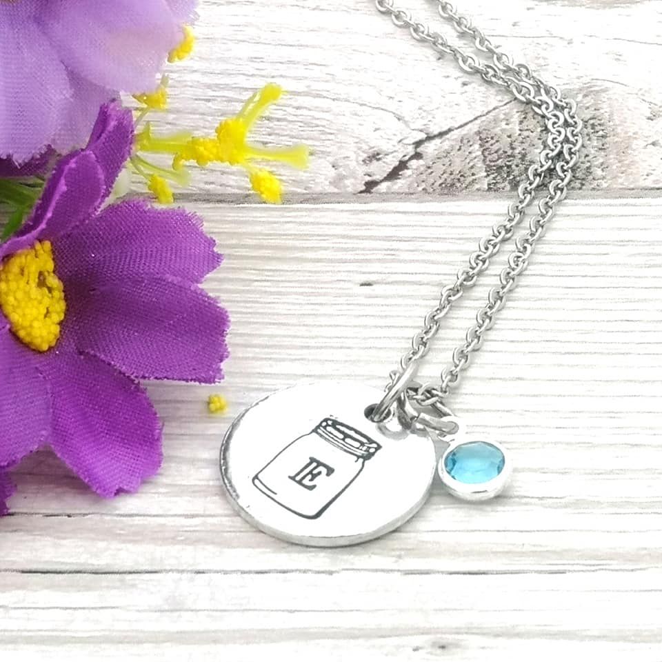 Monogram Necklace With Birthstone Crystal | Personalised Gift For Her | Per