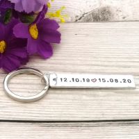 Personalised Anniversary Date Keyring | Couples Keychain | 10 Year Wedding Anniversary Gift For Men | His & Hers | Memorial Gift | Valentine 